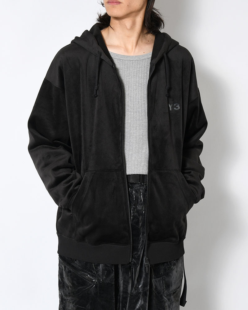 VELVET CORDUROY ZIP HOODIE -BLACK-