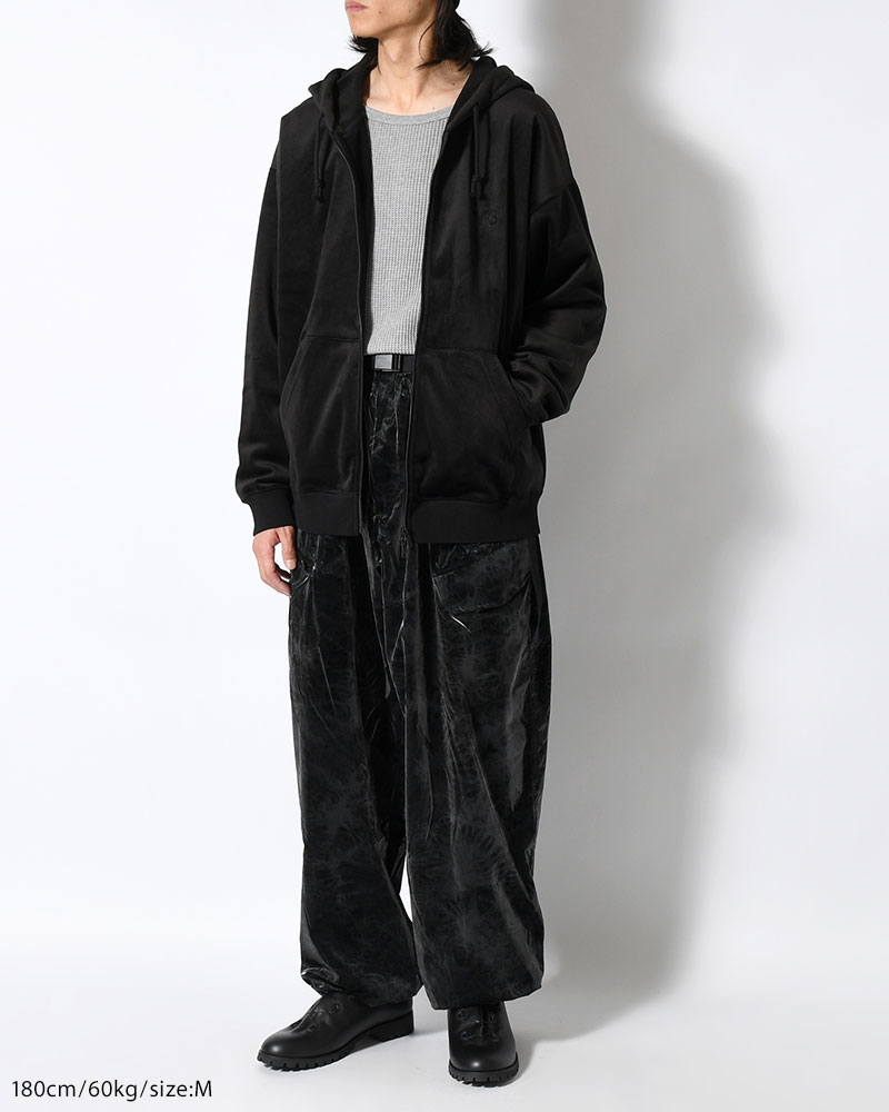 VELVET CORDUROY ZIP HOODIE -BLACK-