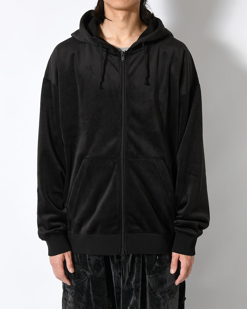 VELVET CORDUROY ZIP HOODIE -BLACK-