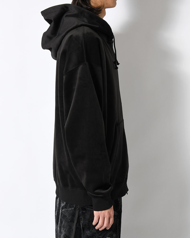VELVET CORDUROY ZIP HOODIE -BLACK-