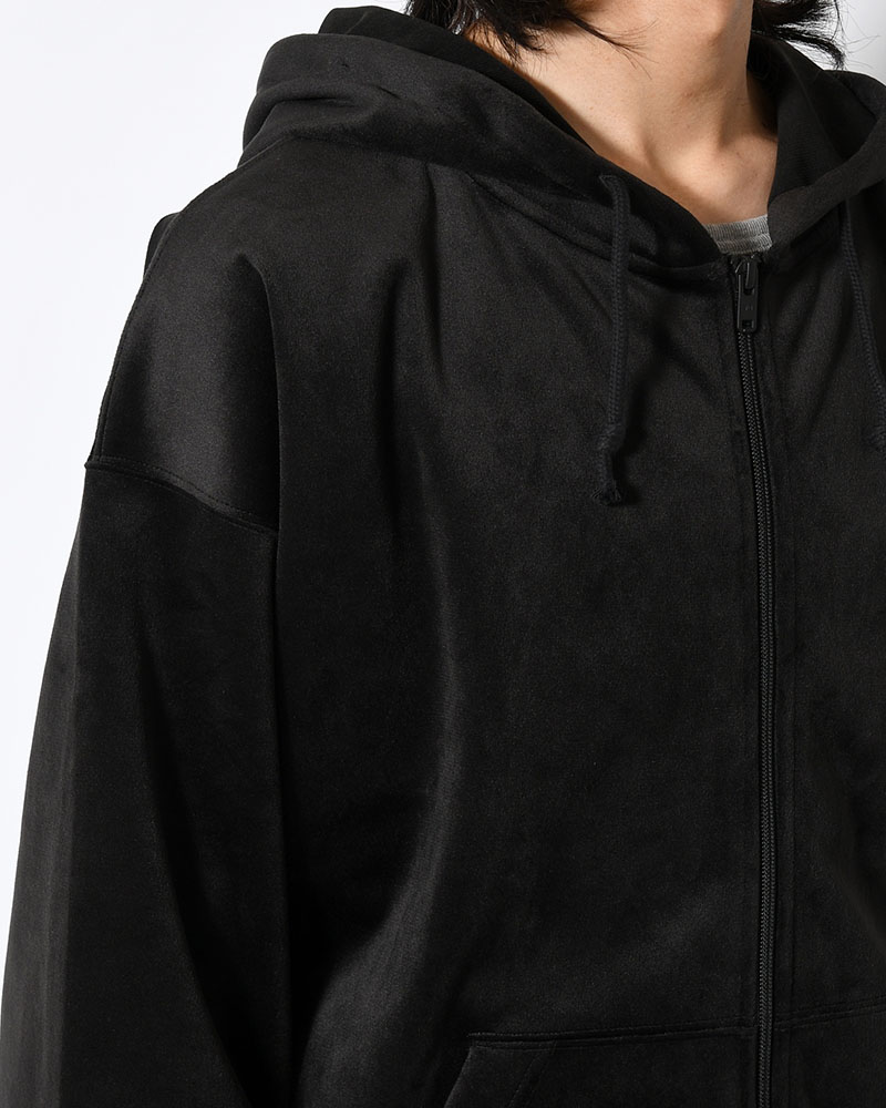 VELVET CORDUROY ZIP HOODIE -BLACK-