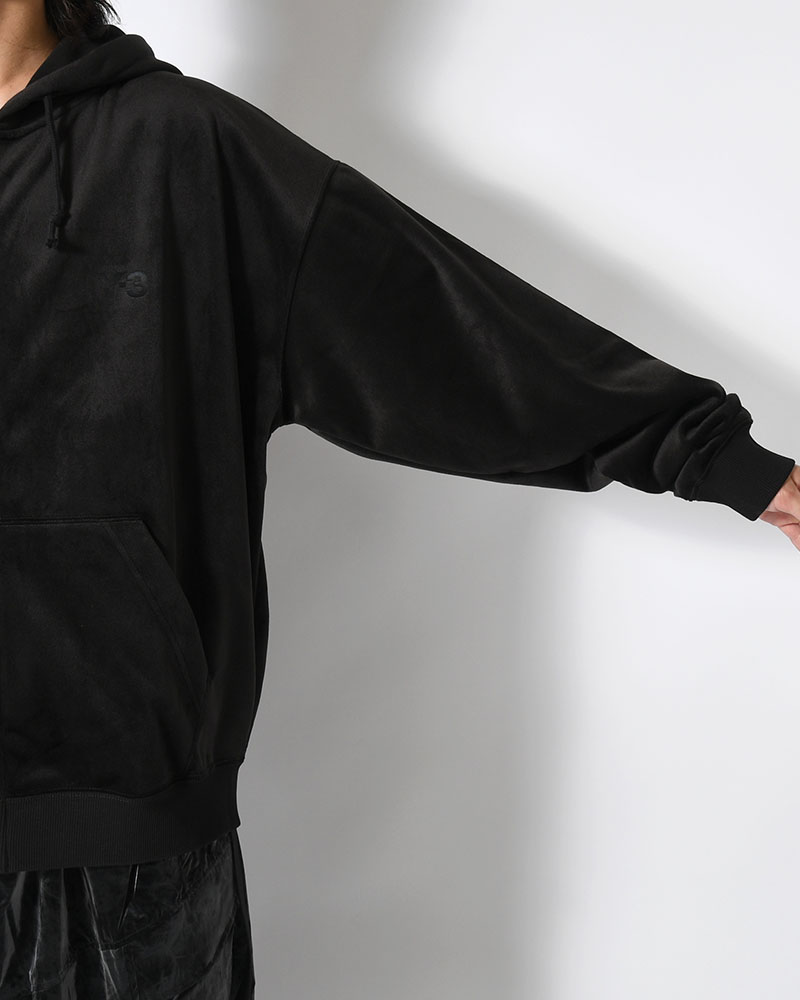 VELVET CORDUROY ZIP HOODIE -BLACK-