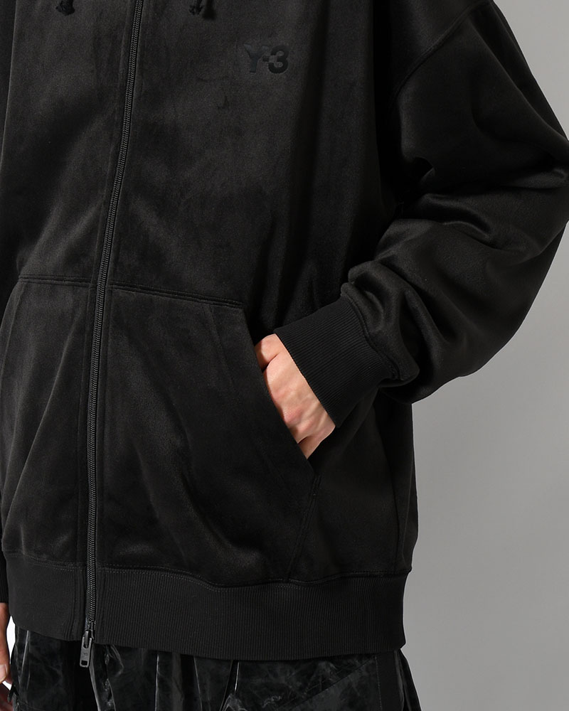 VELVET CORDUROY ZIP HOODIE -BLACK-