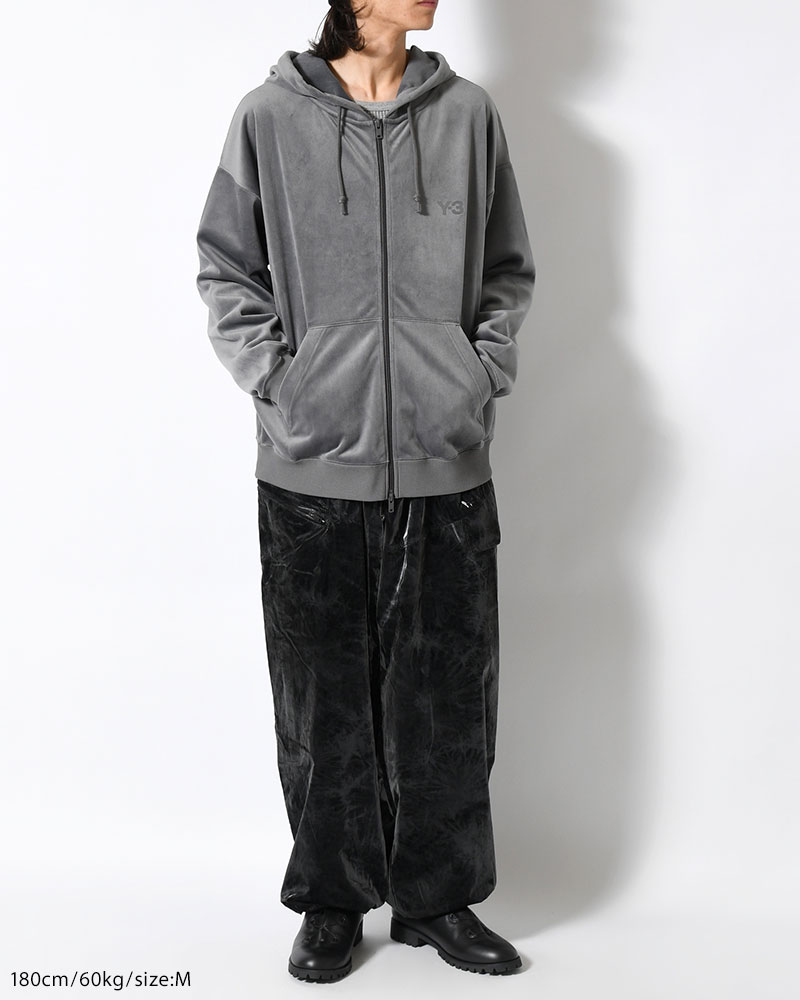 VELVET CORDUROY ZIP HOODIE -GRAY-