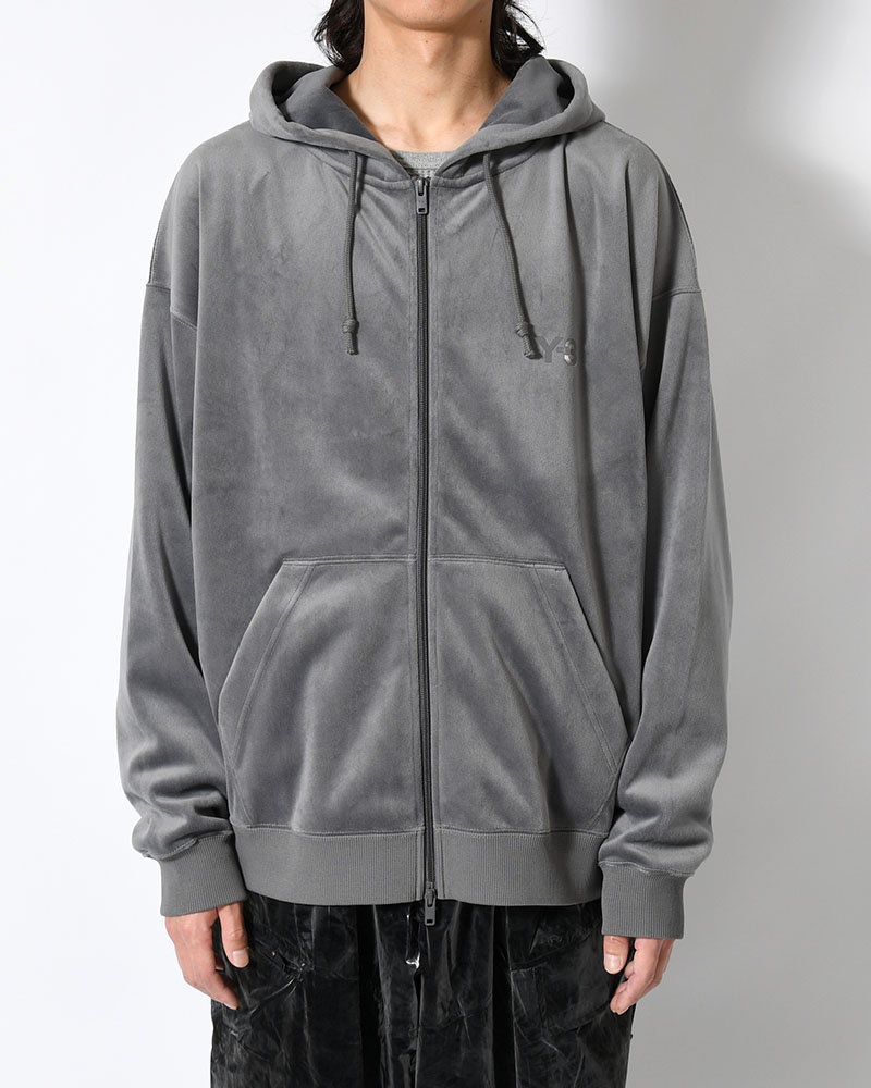 VELVET CORDUROY ZIP HOODIE -GRAY-
