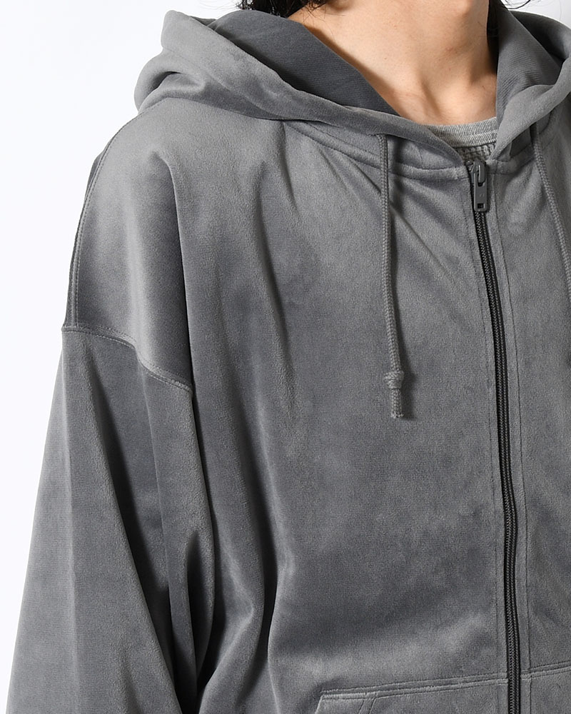 VELVET CORDUROY ZIP HOODIE -GRAY-