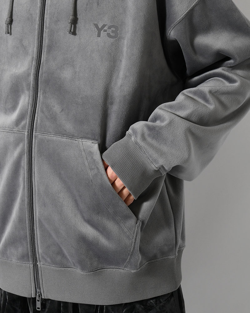 VELVET CORDUROY ZIP HOODIE -GRAY-