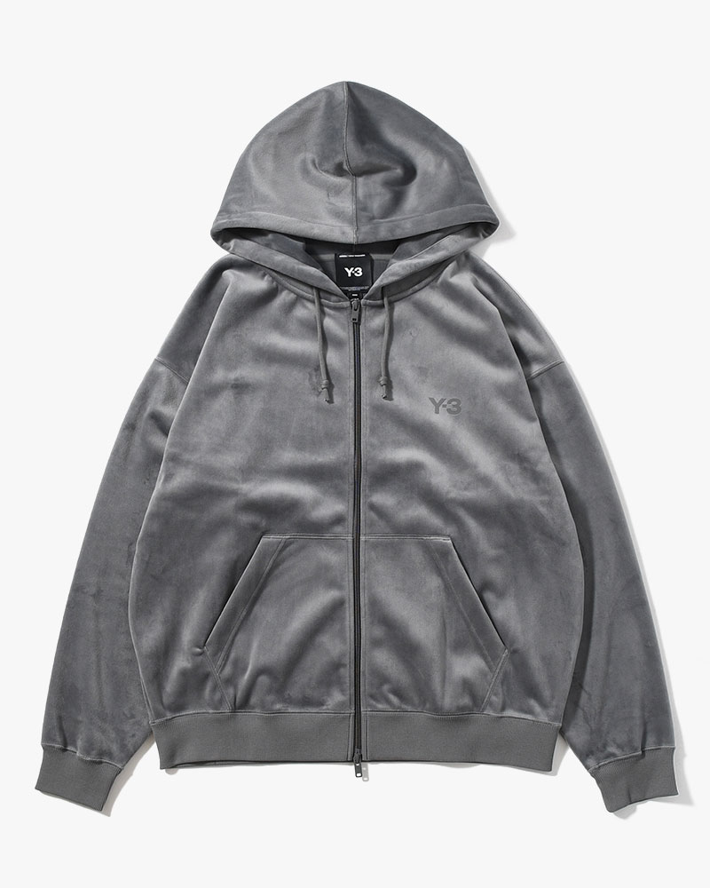 VELVET CORDUROY ZIP HOODIE -GRAY-