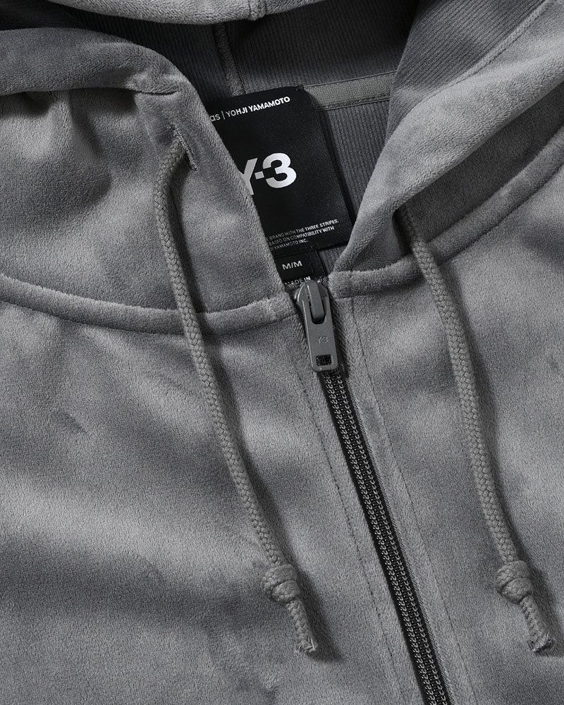 VELVET CORDUROY ZIP HOODIE -GRAY-