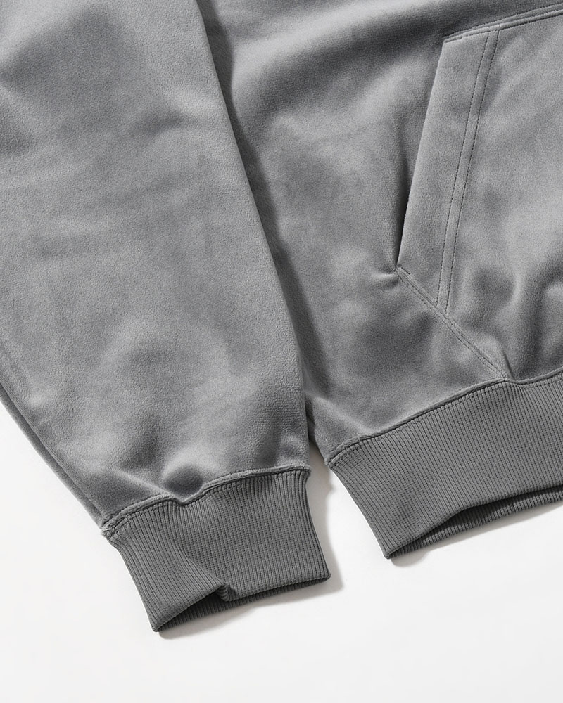 VELVET CORDUROY ZIP HOODIE -GRAY-