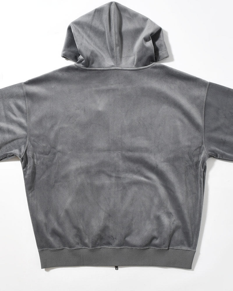 VELVET CORDUROY ZIP HOODIE -GRAY-