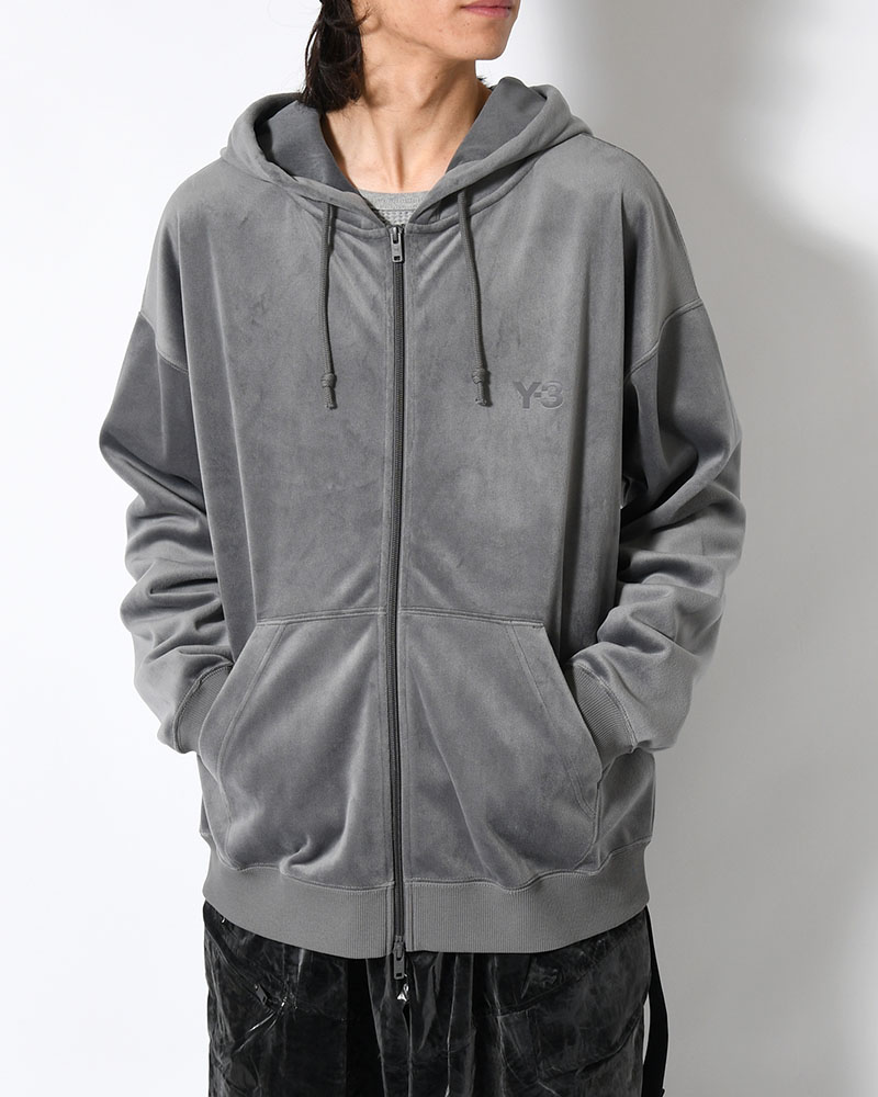 VELVET CORDUROY ZIP HOODIE -GRAY-