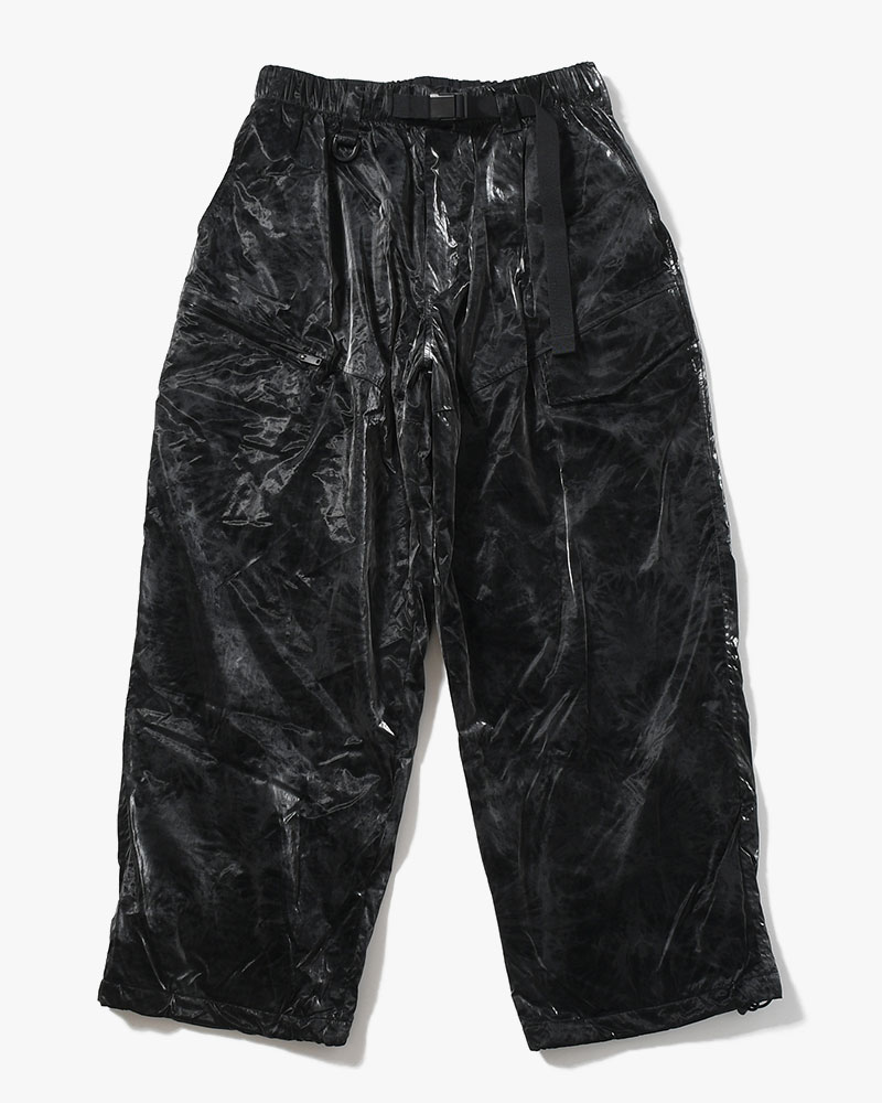 MARBLE NYLON TAPERED PANTS -BLACK-