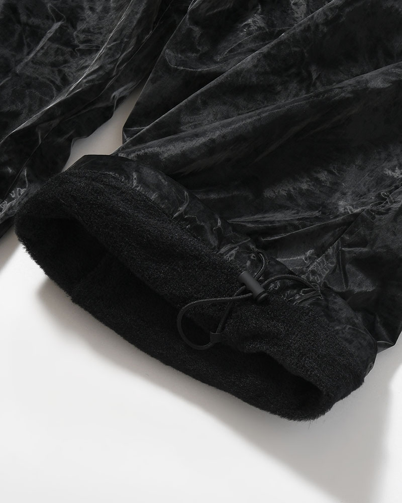 MARBLE NYLON TAPERED PANTS -BLACK-