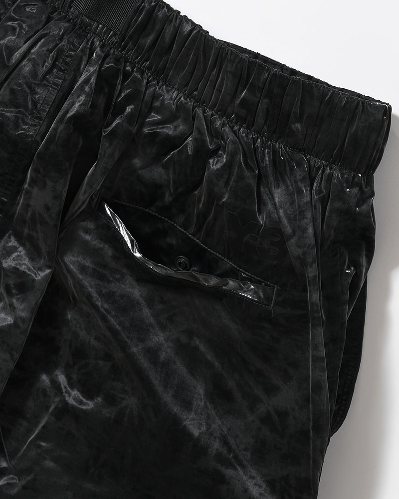 MARBLE NYLON TAPERED PANTS -BLACK-