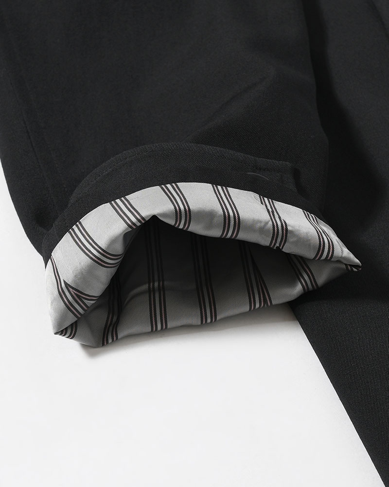 WOOL GABARDINE STAND COLLAR COAT -BLACK-