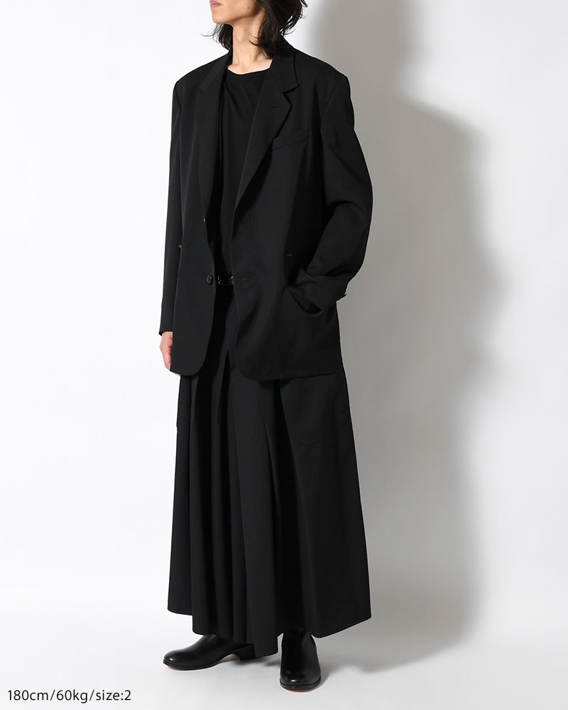 WOOL GABARDINE LEFT AND RIGHT CHANGE POCKET JACKET -BLACK-