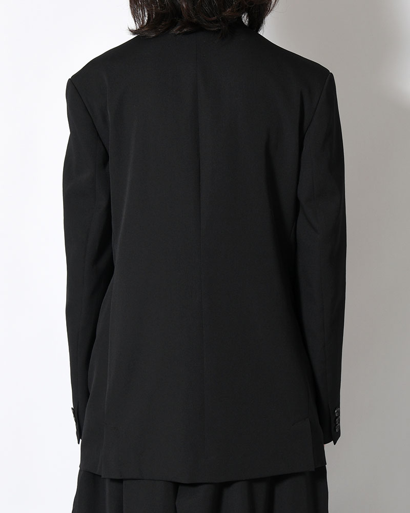 WOOL GABARDINE LEFT AND RIGHT CHANGE POCKET JACKET -BLACK-