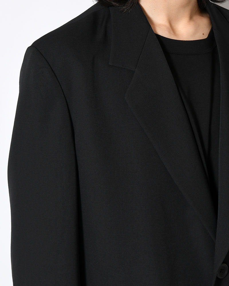 WOOL GABARDINE LEFT AND RIGHT CHANGE POCKET JACKET -BLACK-