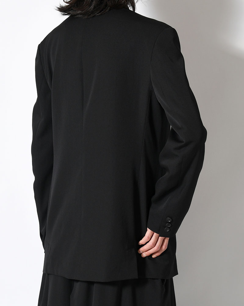 WOOL GABARDINE LEFT AND RIGHT CHANGE POCKET JACKET -BLACK-