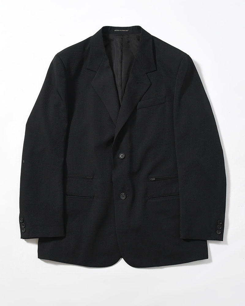 WOOL GABARDINE LEFT AND RIGHT CHANGE POCKET JACKET -BLACK-