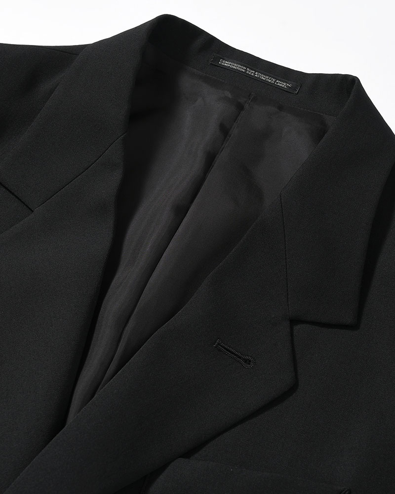 WOOL GABARDINE LEFT AND RIGHT CHANGE POCKET JACKET -BLACK-