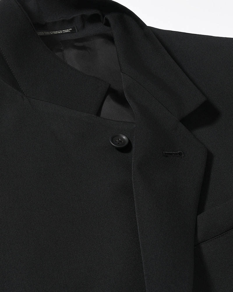 WOOL GABARDINE LEFT AND RIGHT CHANGE POCKET JACKET -BLACK-