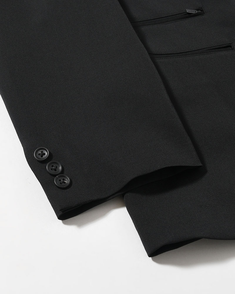 WOOL GABARDINE LEFT AND RIGHT CHANGE POCKET JACKET -BLACK-