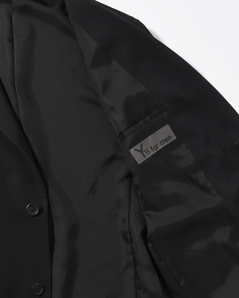 WOOL GABARDINE LEFT AND RIGHT CHANGE POCKET JACKET -BLACK-