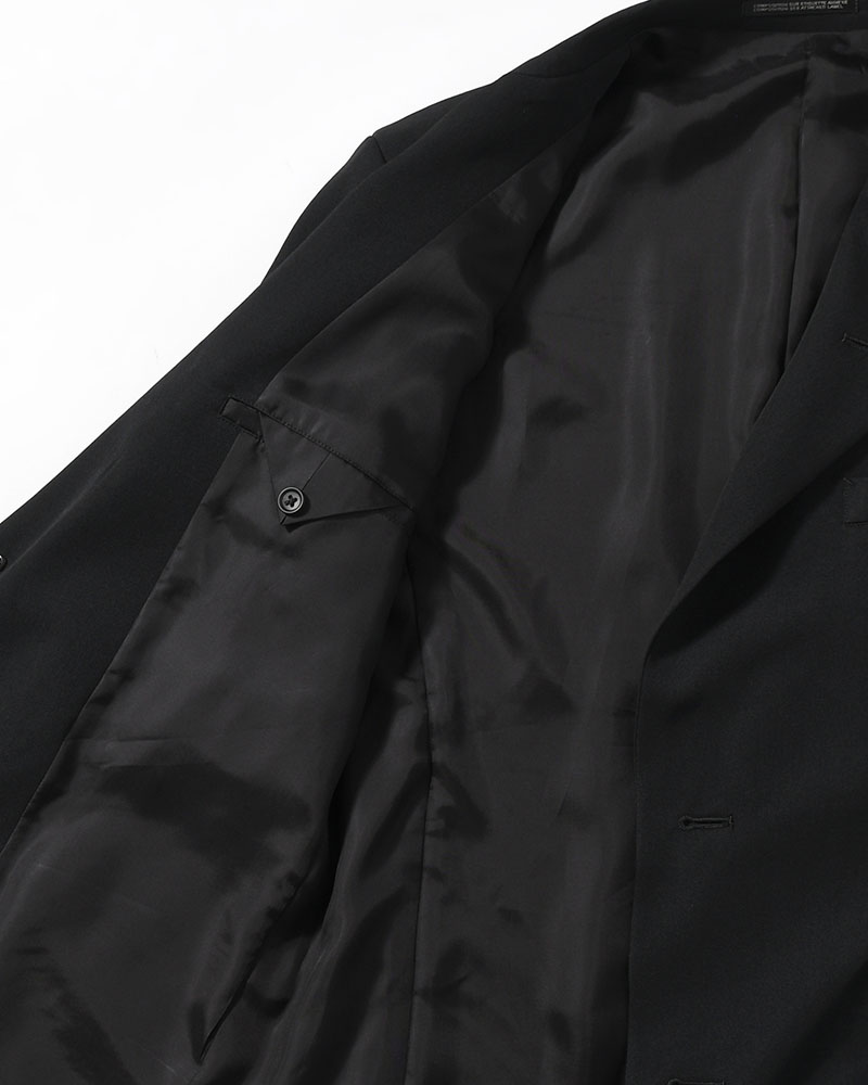 WOOL GABARDINE LEFT AND RIGHT CHANGE POCKET JACKET -BLACK-