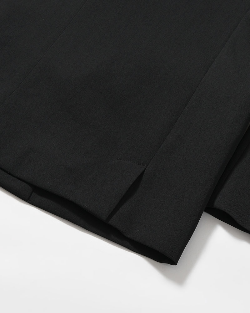 WOOL GABARDINE LEFT AND RIGHT CHANGE POCKET JACKET -BLACK-