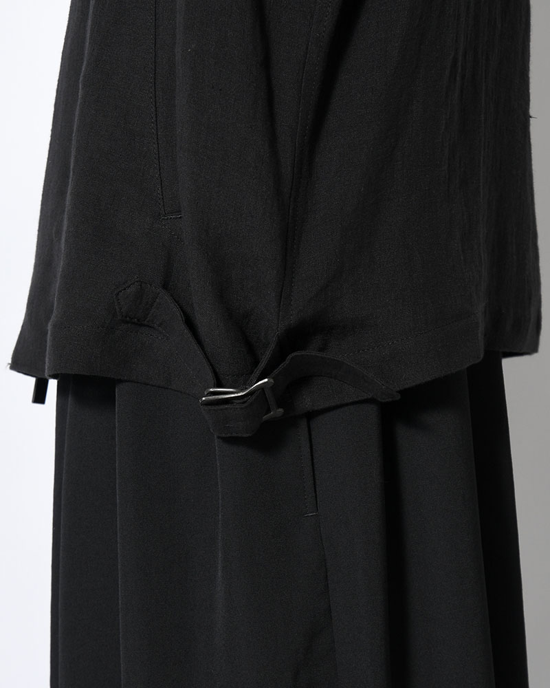 LINEN CLOTH ZIPPER BLOUSON -BLACK-