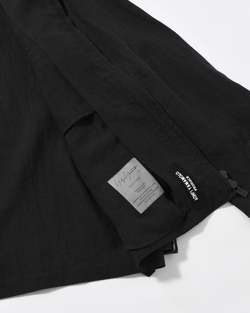 LINEN CLOTH ZIPPER BLOUSON -BLACK-