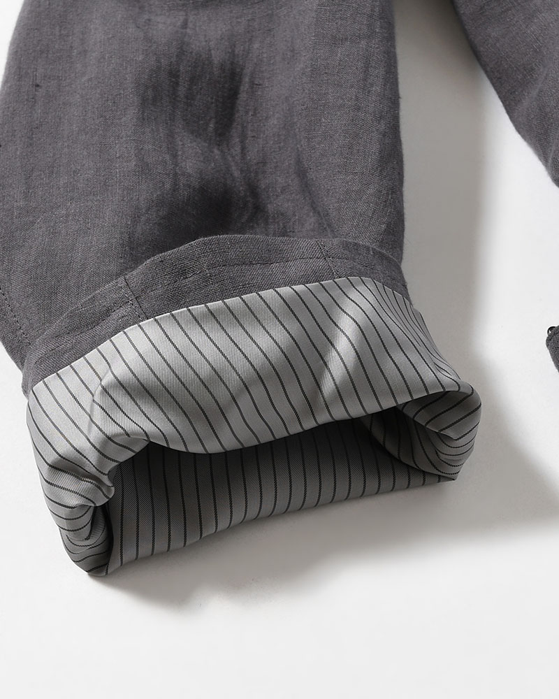 LINEN CLOTH ZIPPER BLOUSON -CHARCOAL-