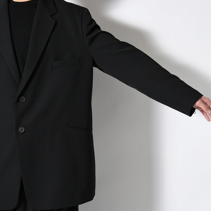 WOOL GABARDINE DOUBLE BUTTON JACKET -BLACK-