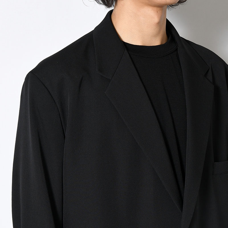 WOOL GABARDINE DOUBLE BUTTON JACKET -BLACK-