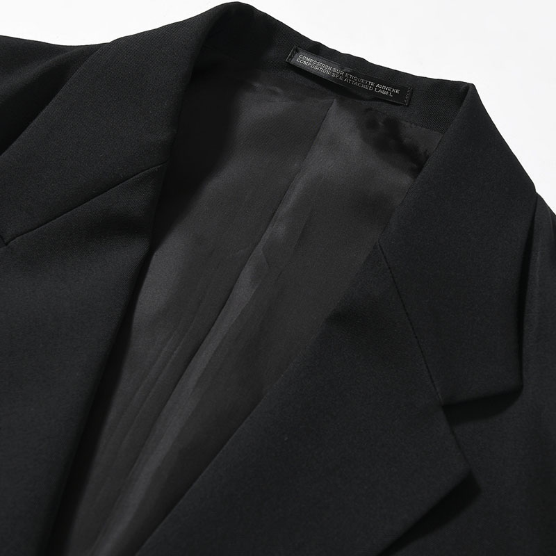 WOOL GABARDINE DOUBLE BUTTON JACKET -BLACK-