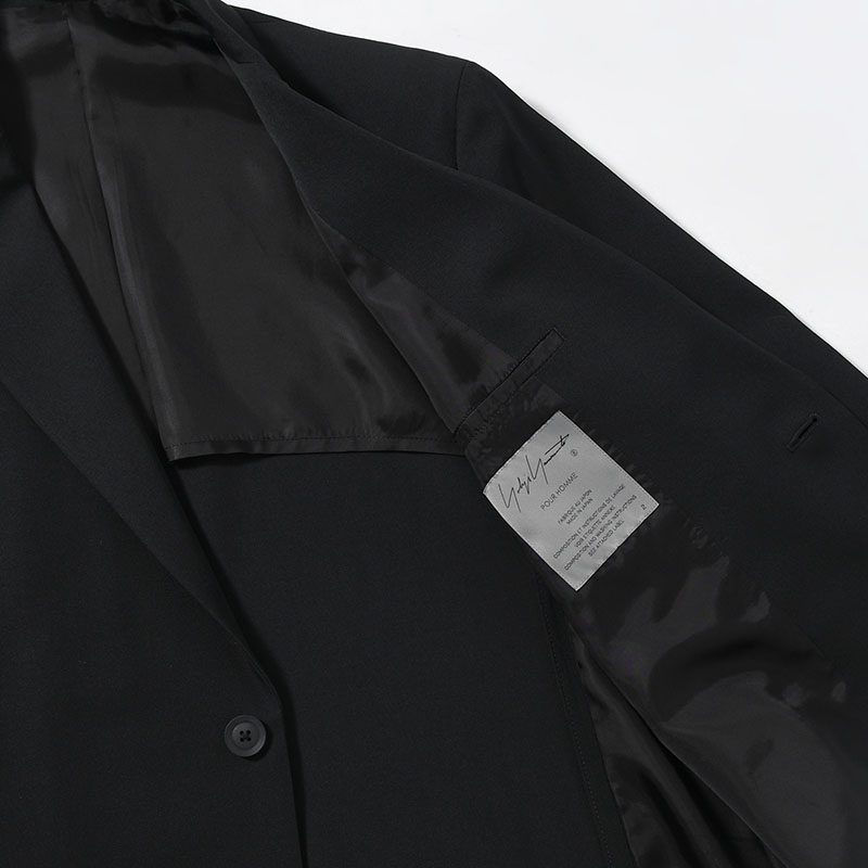 WOOL GABARDINE DOUBLE BUTTON JACKET -BLACK-