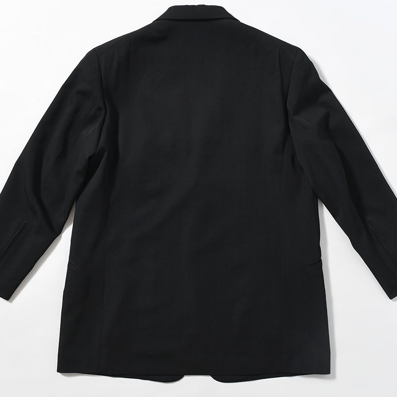 WOOL GABARDINE DOUBLE BUTTON JACKET -BLACK-