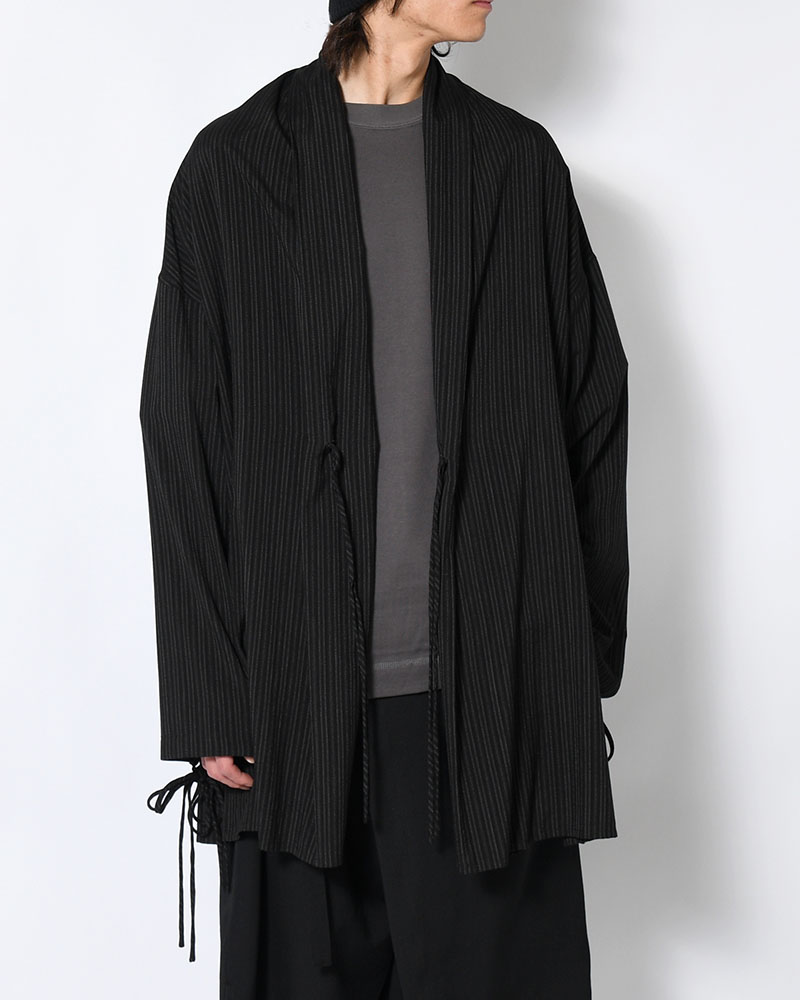 RAYON THIN STRIPE SLIT JACKET -BLACK-