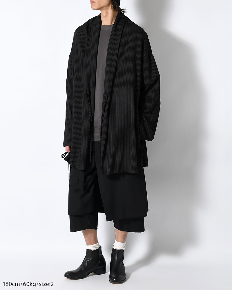 RAYON THIN STRIPE SLIT JACKET -BLACK-