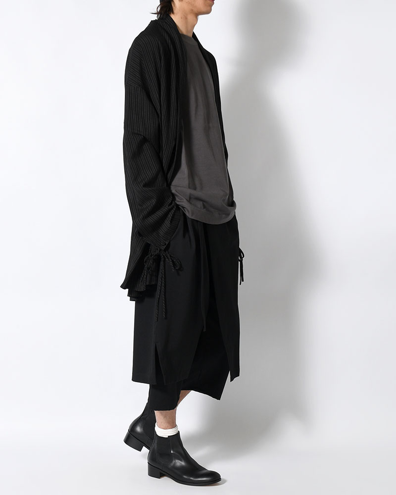 RAYON THIN STRIPE SLIT JACKET -BLACK-