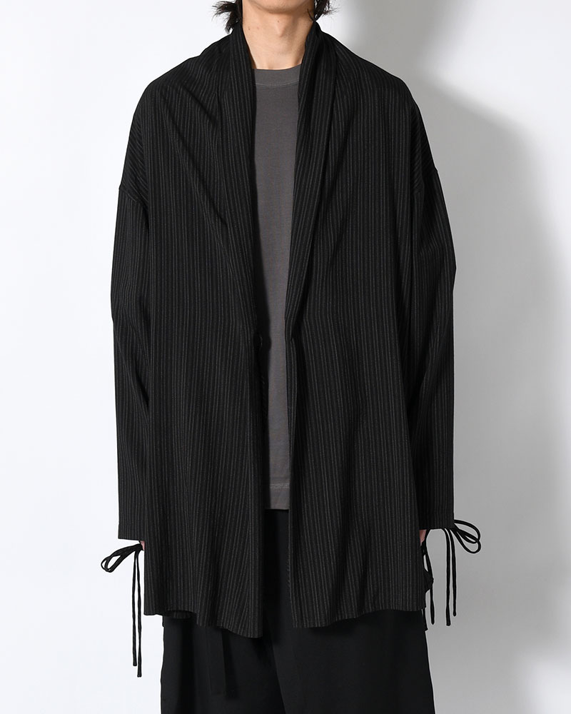 RAYON THIN STRIPE SLIT JACKET -BLACK-