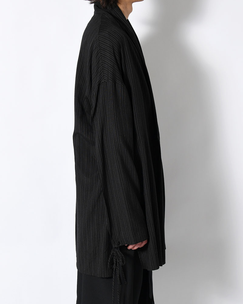 RAYON THIN STRIPE SLIT JACKET -BLACK-