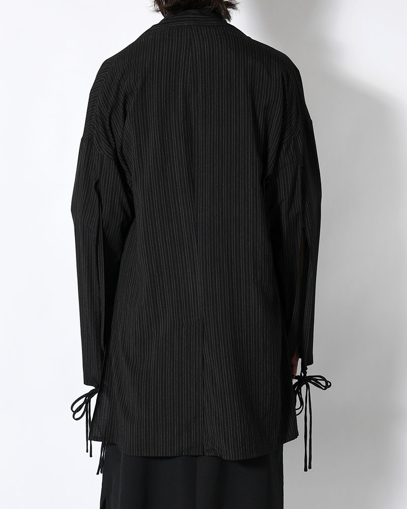 RAYON THIN STRIPE SLIT JACKET -BLACK-