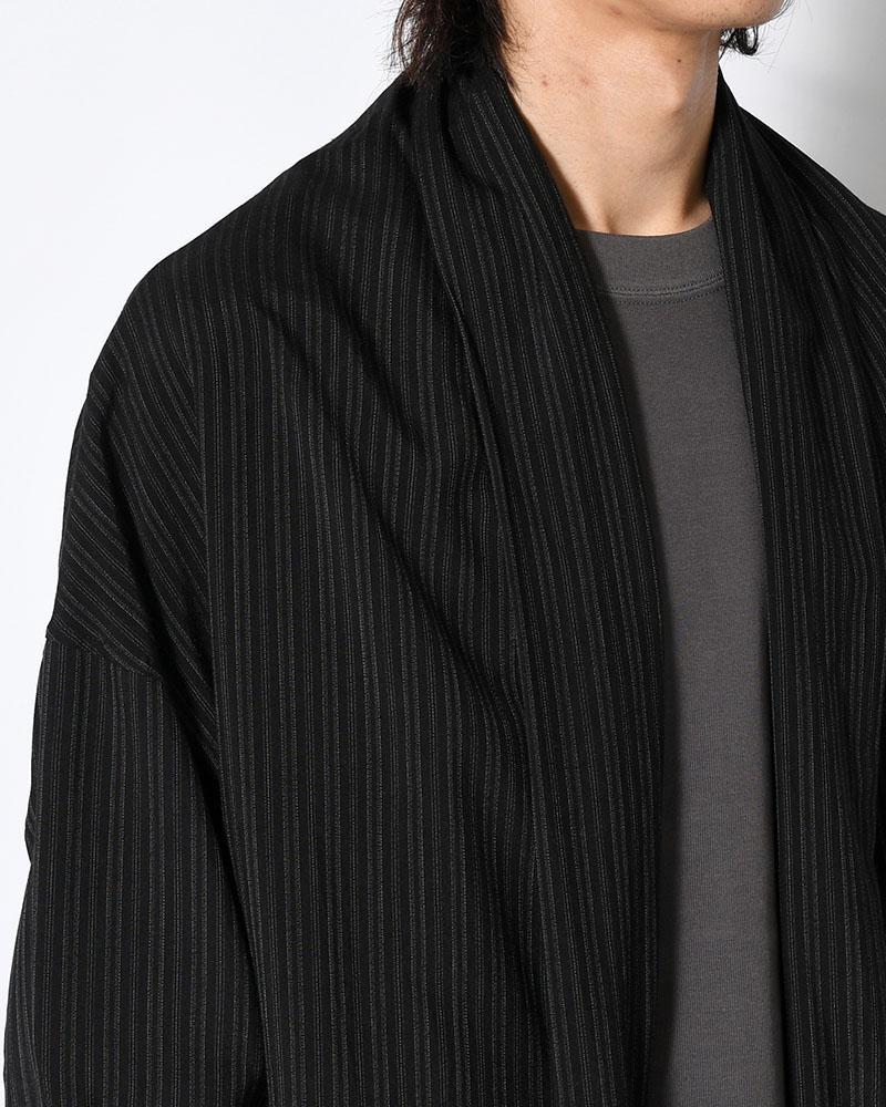 RAYON THIN STRIPE SLIT JACKET -BLACK-