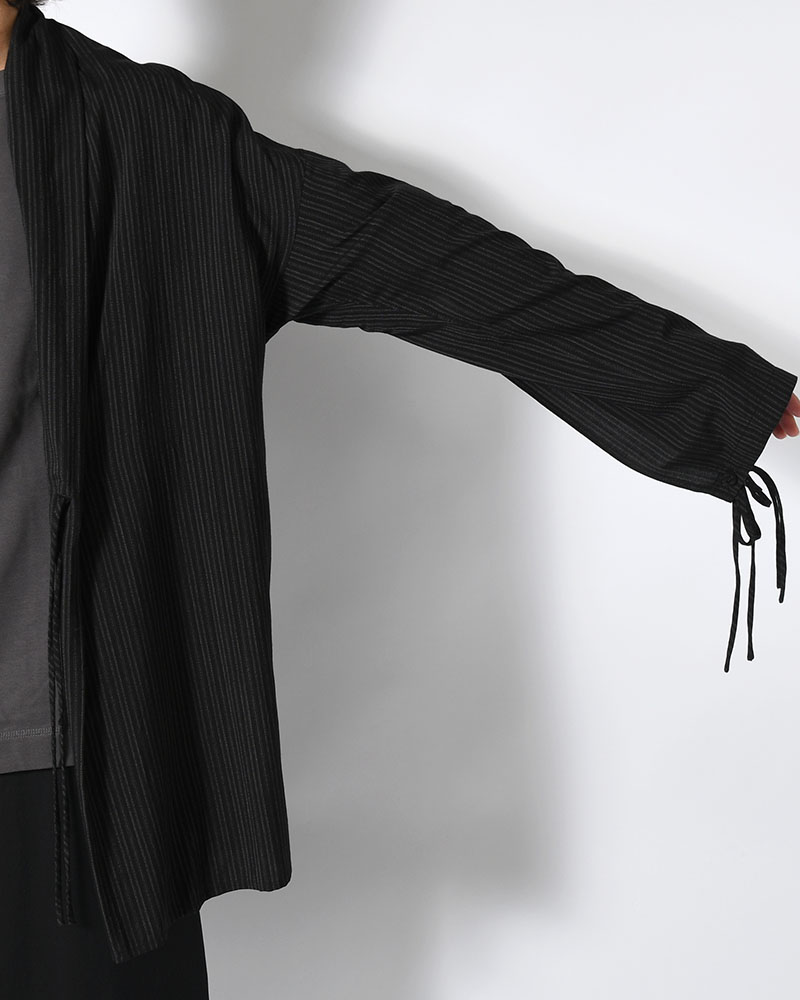RAYON THIN STRIPE SLIT JACKET -BLACK-