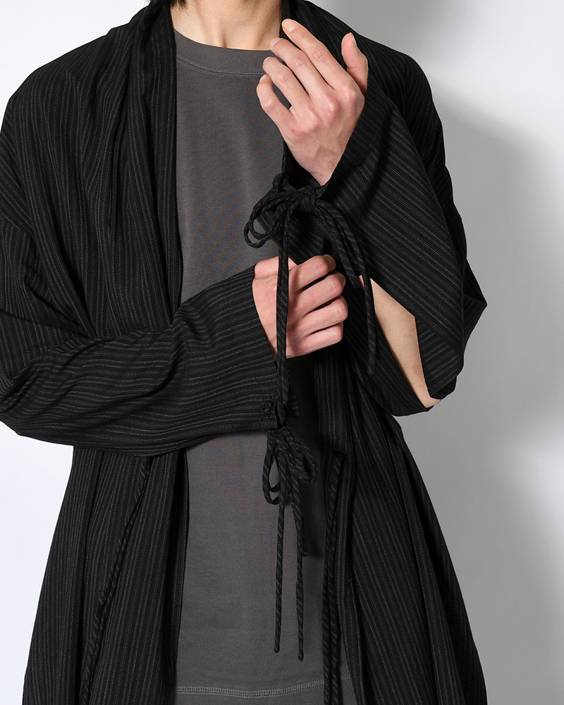 RAYON THIN STRIPE SLIT JACKET -BLACK-