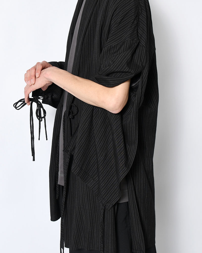 RAYON THIN STRIPE SLIT JACKET -BLACK-