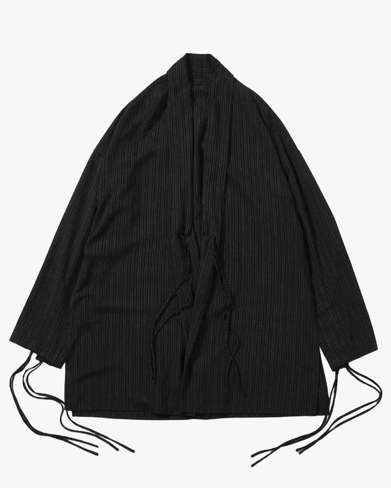 RAYON THIN STRIPE SLIT JACKET -BLACK-